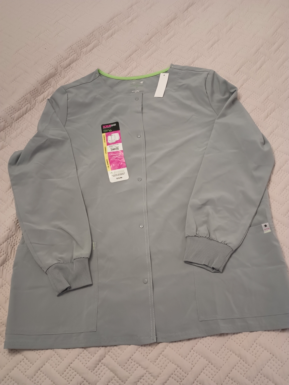 Scrubstar Ash Gray Active Warm- Up Jacket Scrubs L